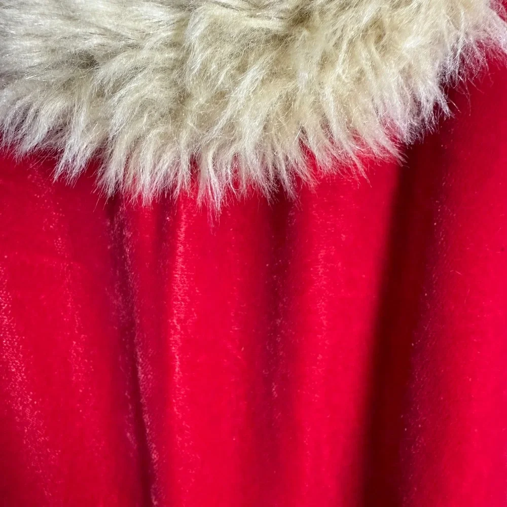 Janie and Jack Red Velvet Dress with Fur Collar Tiered Ruffles Size 8